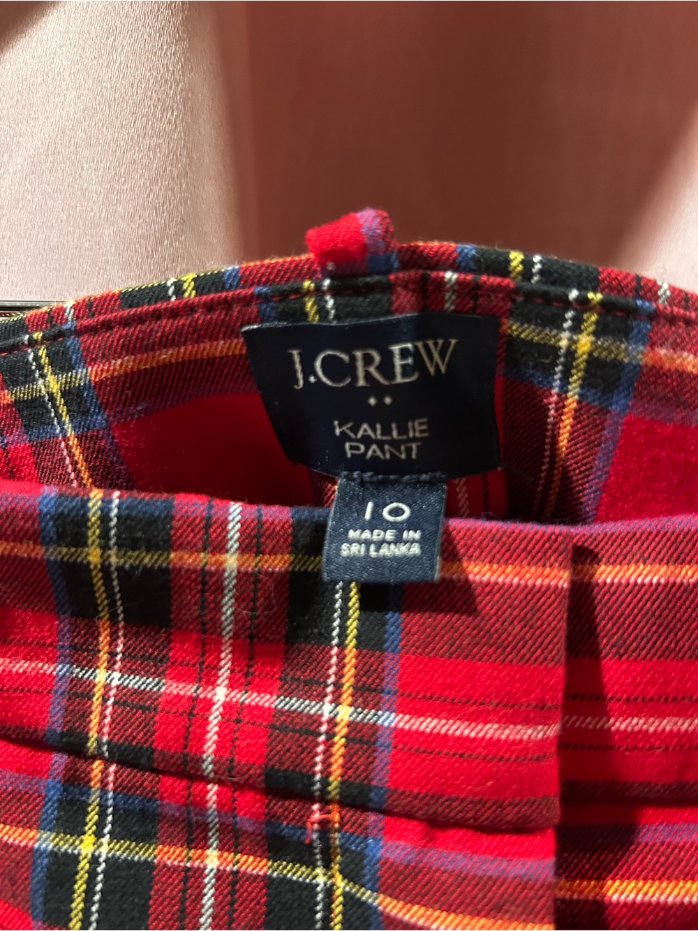 J. Crew Red Tartan Kallie Ankle Pant